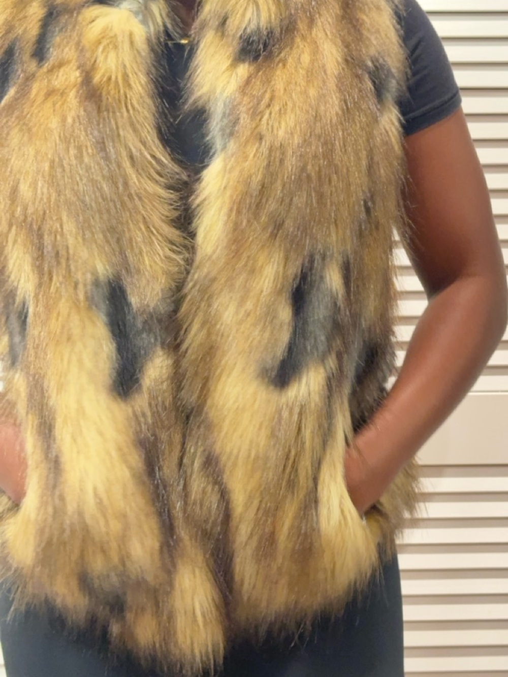 Faux Fur Vest in Golden Brown